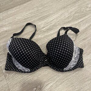 VICTORIA’S SECRET FABULOUS LINED DEMI BRA 36C Black Polka Dot Lace